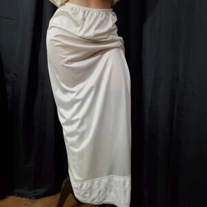 SLIPERFECTION Long Half Slip Skirt WHITE SATIN Formal Victorian Steampunk MEDIUM